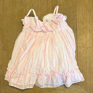 Janie and Jack pink Striped Ruffle Dress 6-12 mo